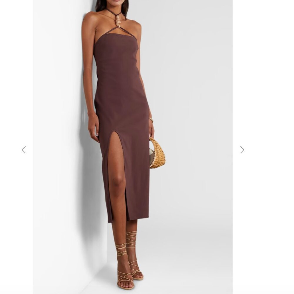 CULT GAIA Castila embellished stretch-crepe halterneck midi dress